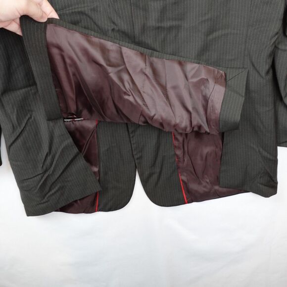 Pierre Cardin Suit Jacket Men's Size 42R 100% Wool Gray Pinstripe Lined Blazer - Picture 10 of 12